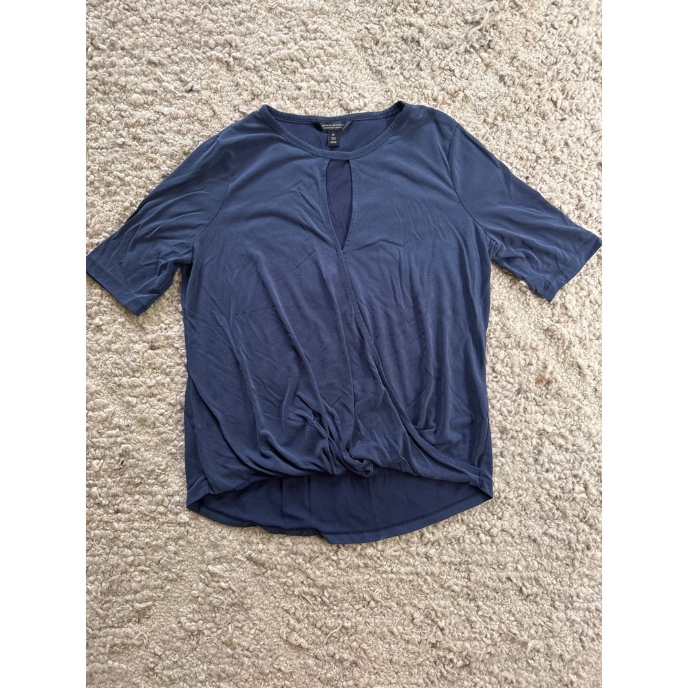 Banana Republic Sandwash Modal Twist Front Keyhole Top Navy Blue Womens Medium